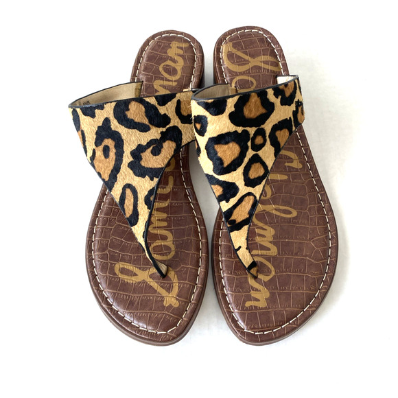 Sam Edelman Jaynee T Strap Sandal Thong Toe Brown Low Heel Animal Leo Cheetah 8 - Picture 3 of 6